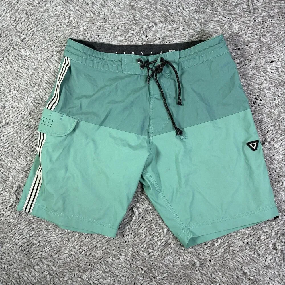 Vissla Board Shorts Mens 29 Teal Blue Summer Beach Swimwear Boardshorts Tropical